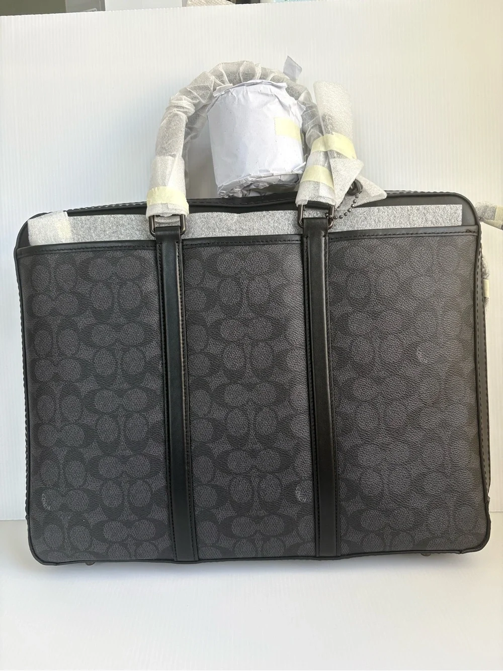 Coach Metropolitan Slim Briefcase in Signature CanvasCharcoal /Black NWT